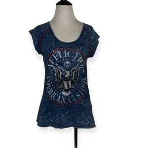 Affliction women’s small‎ studded burnout logo tee